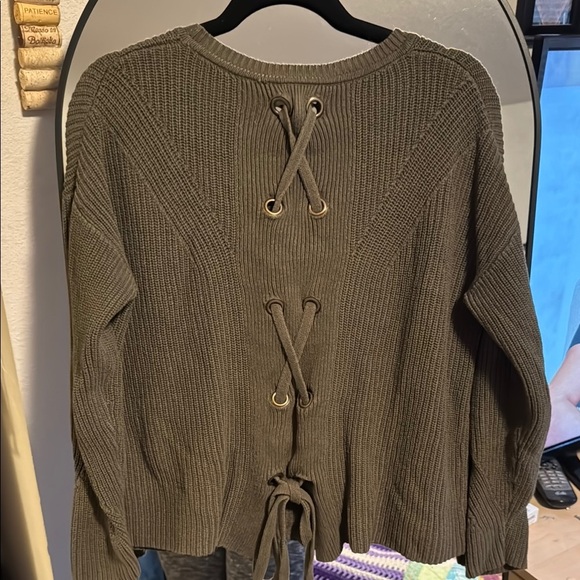 Lucky Brand Green Crewneck Sweater Ribbed Knit - Picture 5 of 5